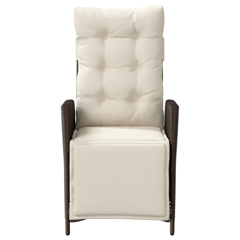 vidaXL barna polyrattan dönthető kerti szék lábtartóval