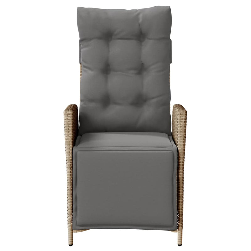 vidaXL vegyes bézs polyrattan dönthető kerti szék lábtartóval