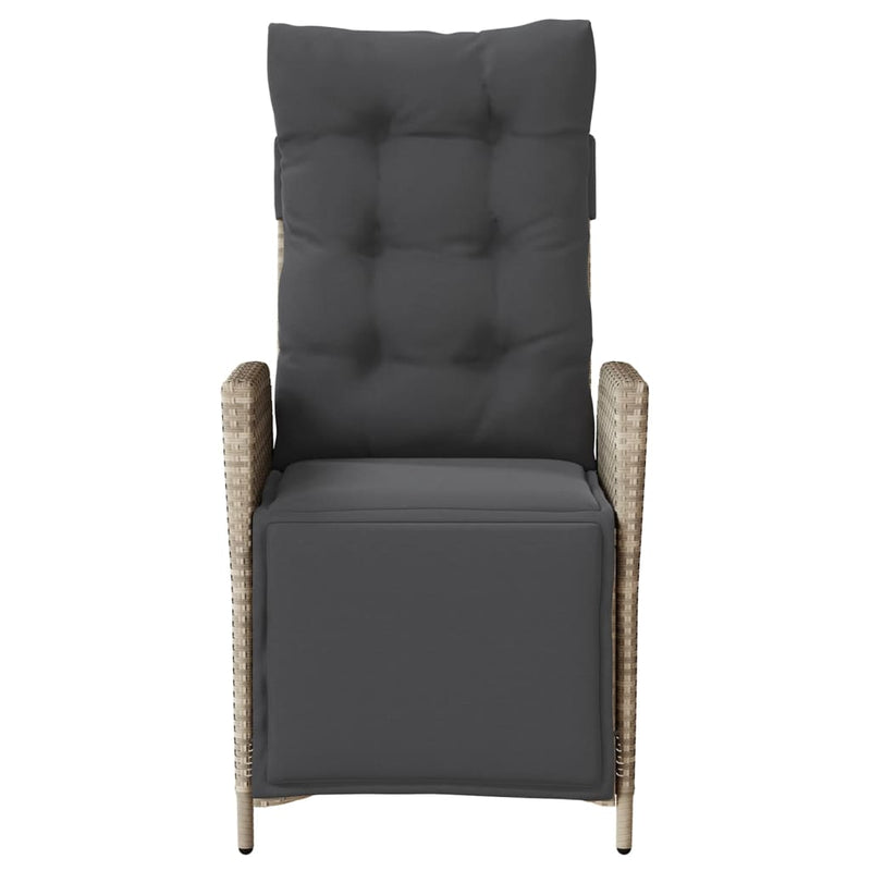 vidaXL világosszürke polyrattan dönthető kerti szék lábtartóval