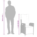 vidaXL világosszürke polyrattan dönthető kerti szék lábtartóval