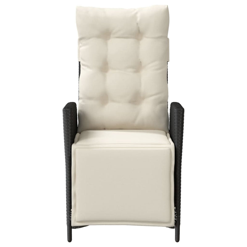 vidaXL 2 db fekete polyrattan dönthető kerti szék lábtartóval