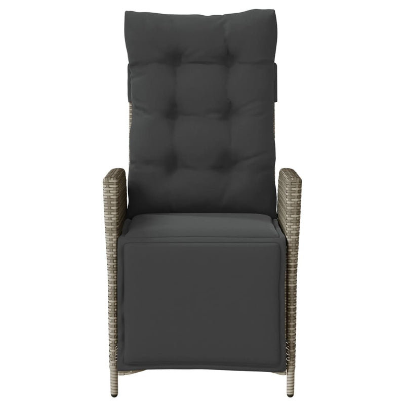 vidaXL 2 db szürke polyrattan dönthető kerti szék lábtartóval