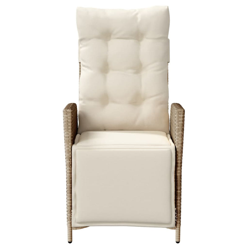 vidaXL 2 db bézs polyrattan dönthető kerti szék lábtartóval