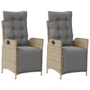 vidaXL 2 db vegyes bézs polyrattan dönthető kerti szék lábtartóval