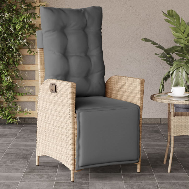 vidaXL 2 db vegyes bézs polyrattan dönthető kerti szék lábtartóval