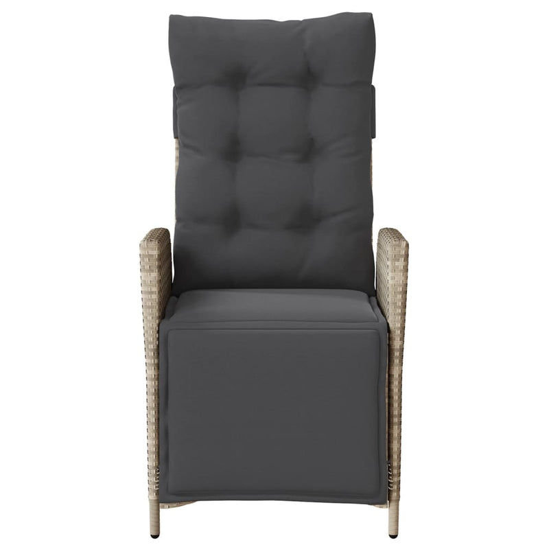 vidaXL 2 db világosszürke polyrattan dönthető kerti szék lábtartóval