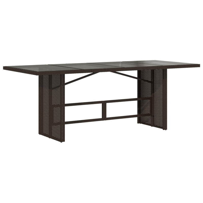 vidaXL barna polyrattan üveglapos kerti asztal 190 x 80 x 74 cm