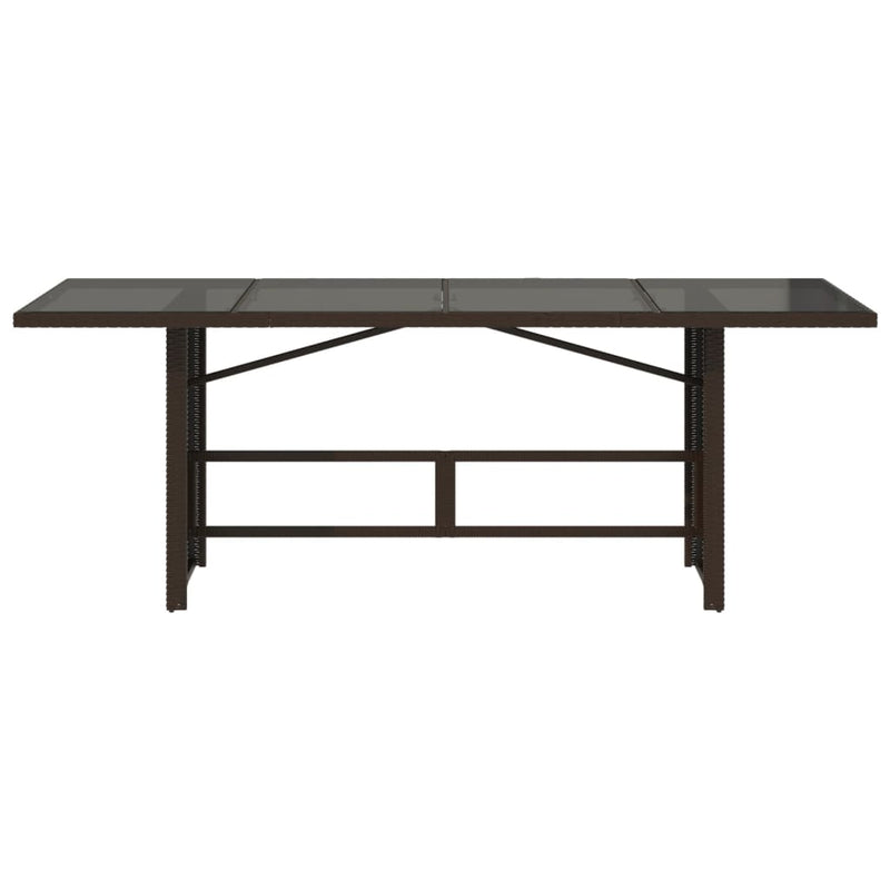 vidaXL barna polyrattan üveglapos kerti asztal 190 x 80 x 74 cm
