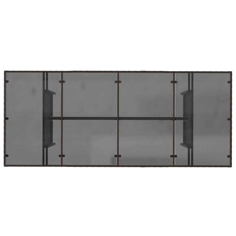 vidaXL barna polyrattan üveglapos kerti asztal 190 x 80 x 74 cm