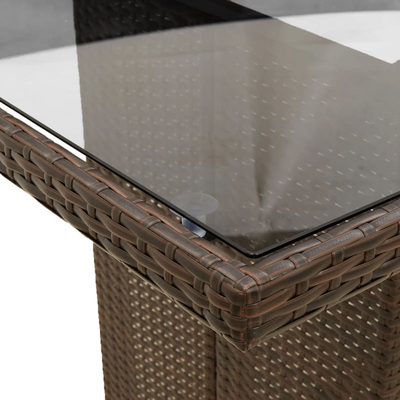 vidaXL barna polyrattan üveglapos kerti asztal 190 x 80 x 74 cm