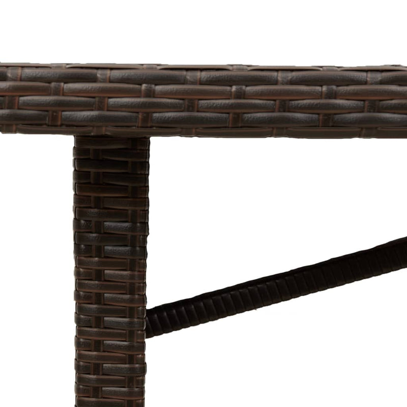vidaXL barna polyrattan üveglapos kerti asztal 190 x 80 x 74 cm