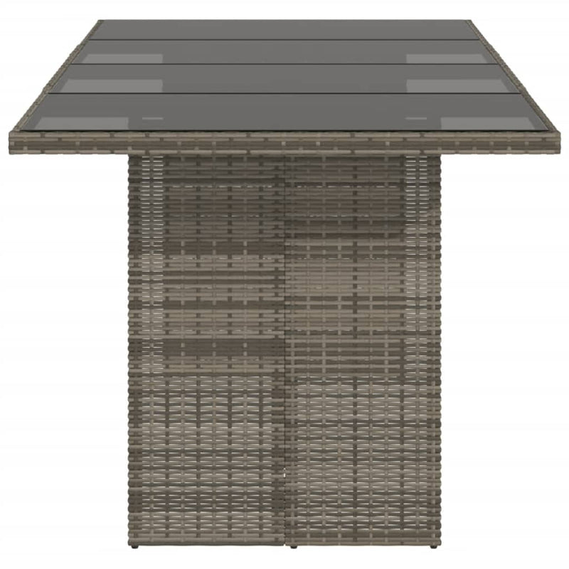 vidaXL szürke polyrattan üveglapos kerti asztal 190x80x74 cm