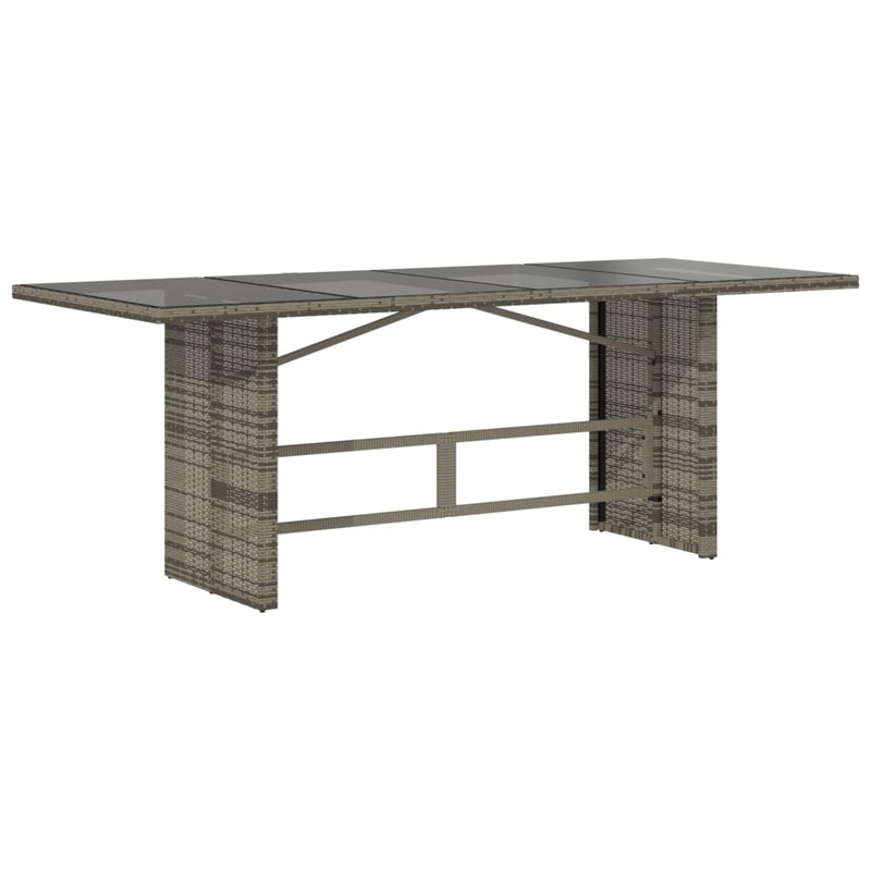 vidaXL szürke polyrattan üveglapos kerti asztal 190x80x74 cm