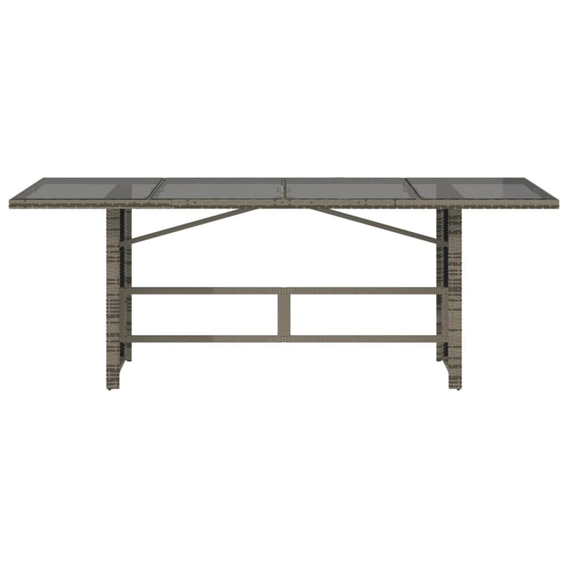 vidaXL szürke polyrattan üveglapos kerti asztal 190x80x74 cm