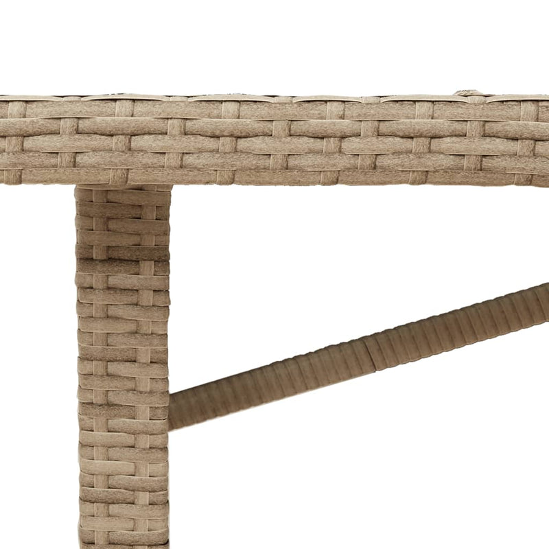 vidaXL bézs polyrattan üveglapos kerti asztal 190x80x74 cm