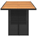 vidaXL fekete polyrattan akácfa lapos kerti asztal 190 x 80 x 74 cm