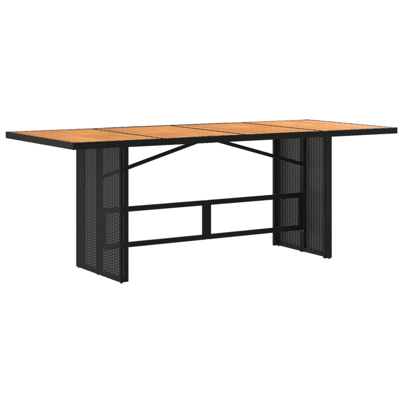 vidaXL fekete polyrattan akácfa lapos kerti asztal 190 x 80 x 74 cm