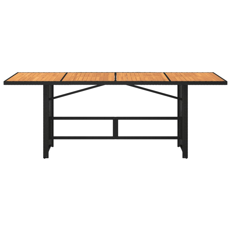 vidaXL fekete polyrattan akácfa lapos kerti asztal 190 x 80 x 74 cm