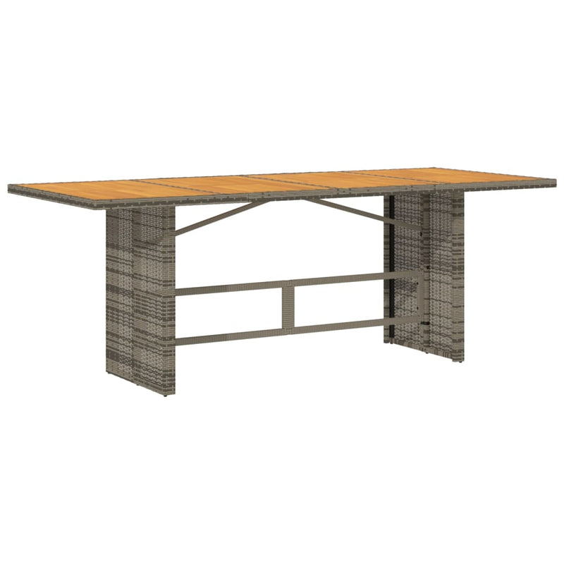 vidaXL szürke polyrattan akácfa lapos kerti asztal 190 x 80 x 74 cm