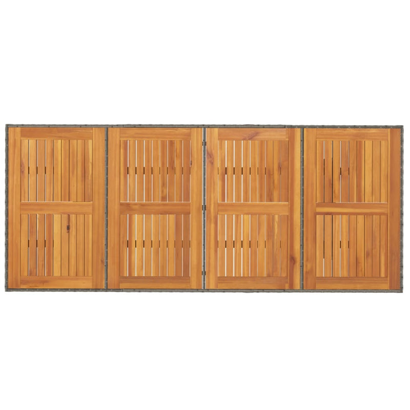 vidaXL szürke polyrattan akácfa lapos kerti asztal 190 x 80 x 74 cm