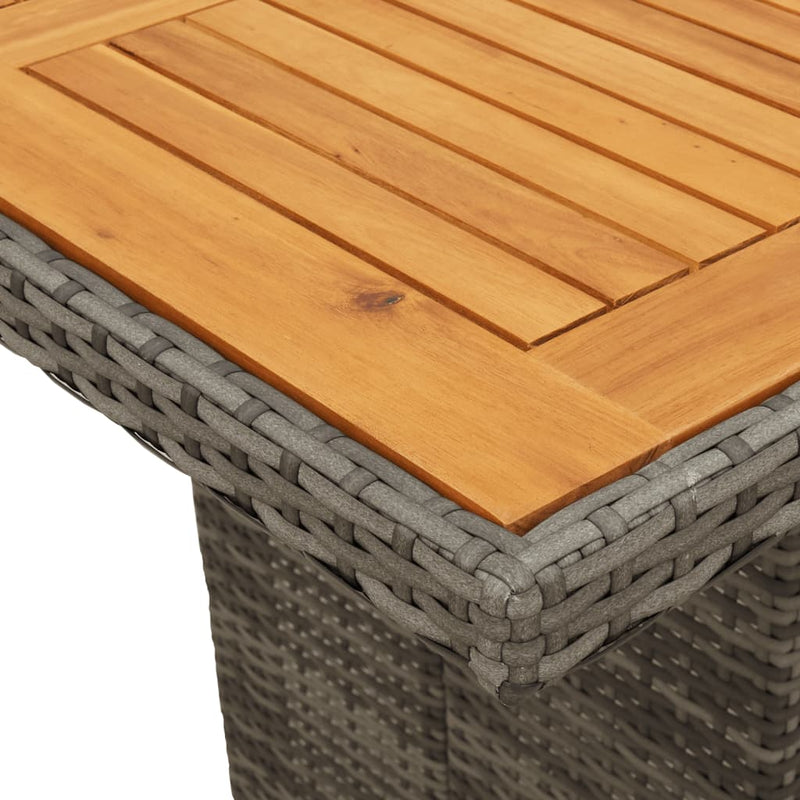 vidaXL szürke polyrattan akácfa lapos kerti asztal 190 x 80 x 74 cm