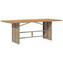 vidaXL bézs polyrattan akácfa lapos kerti asztal 190 x 80 x 74 cm