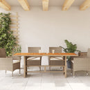 vidaXL bézs polyrattan akácfa lapos kerti asztal 190 x 80 x 74 cm