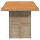 vidaXL bézs polyrattan akácfa lapos kerti asztal 190 x 80 x 74 cm