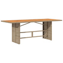 vidaXL bézs polyrattan akácfa lapos kerti asztal 190 x 80 x 74 cm