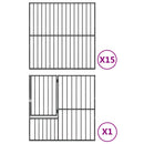 vidaXL 16 paneles fekete porszórt acél kutyajáróka