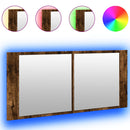 vidaXL füstös tölgy színű LED-es tükrös fürdőszobaszekrény 100x12x45cm