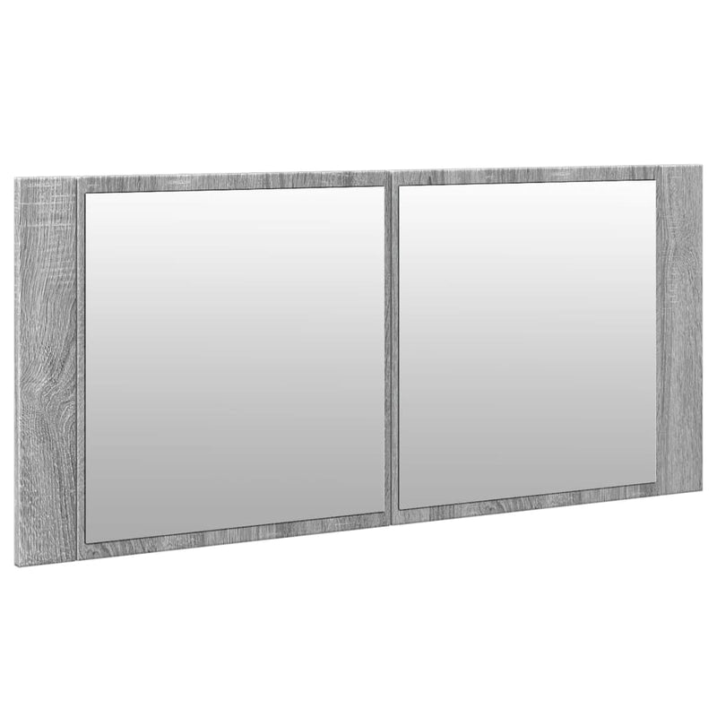 vidaXL szürke sonoma LED-es tükrös fürdőszobaszekrény 100 x 12 x 45 cm