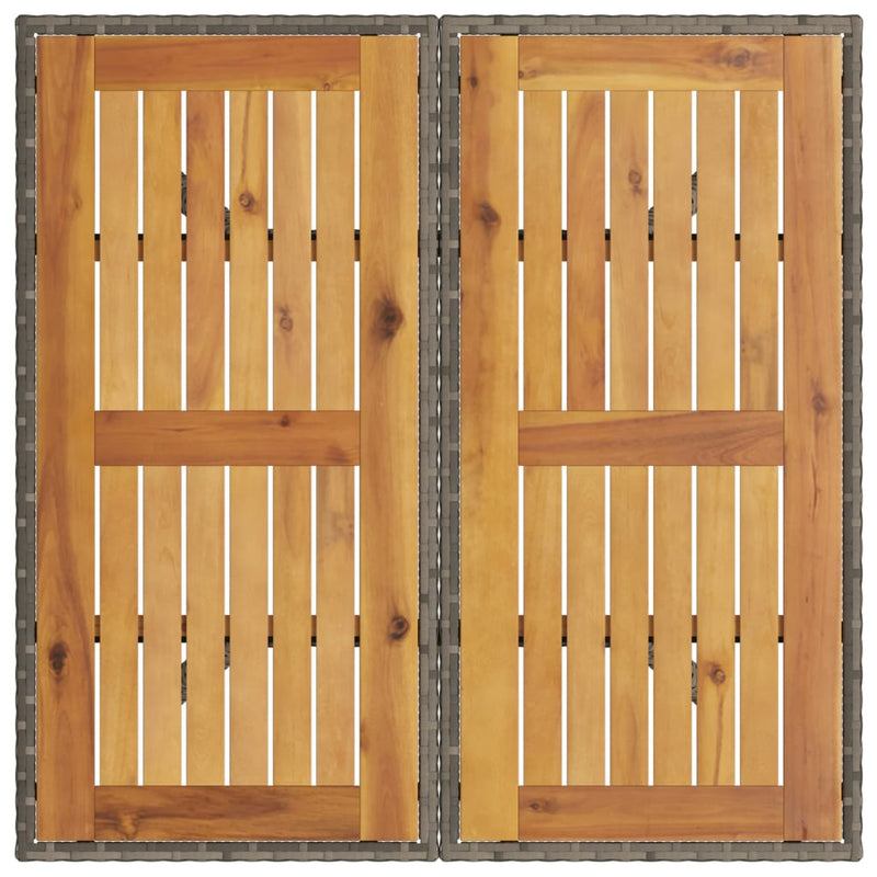 vidaXL szürke polyrattan kerti asztal akácfa lappal 80 x 80 x 75 cm