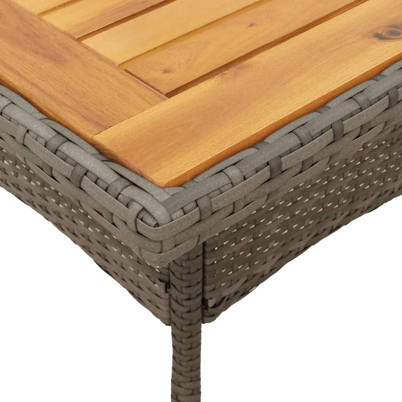 vidaXL szürke polyrattan kerti asztal akácfa lappal 80 x 80 x 75 cm