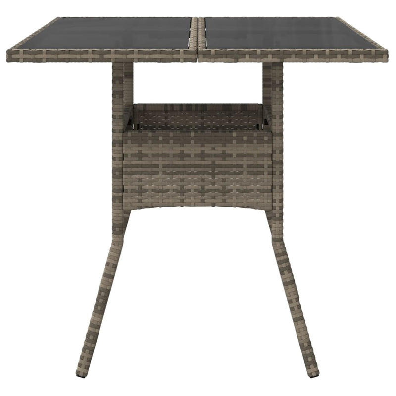 vidaXL szürke polyrattan üveglapos kerti asztal 80 x 80 x 75 cm