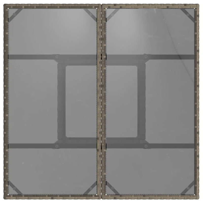 vidaXL szürke polyrattan üveglapos kerti asztal 80 x 80 x 75 cm