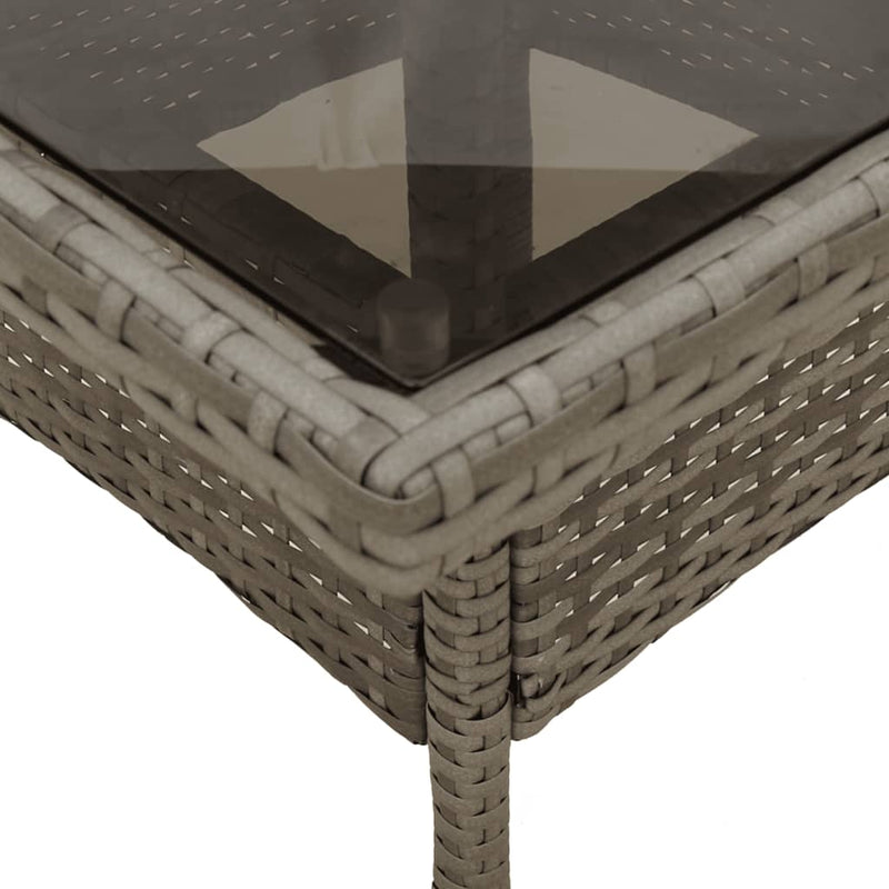vidaXL szürke polyrattan üveglapos kerti asztal 80 x 80 x 75 cm
