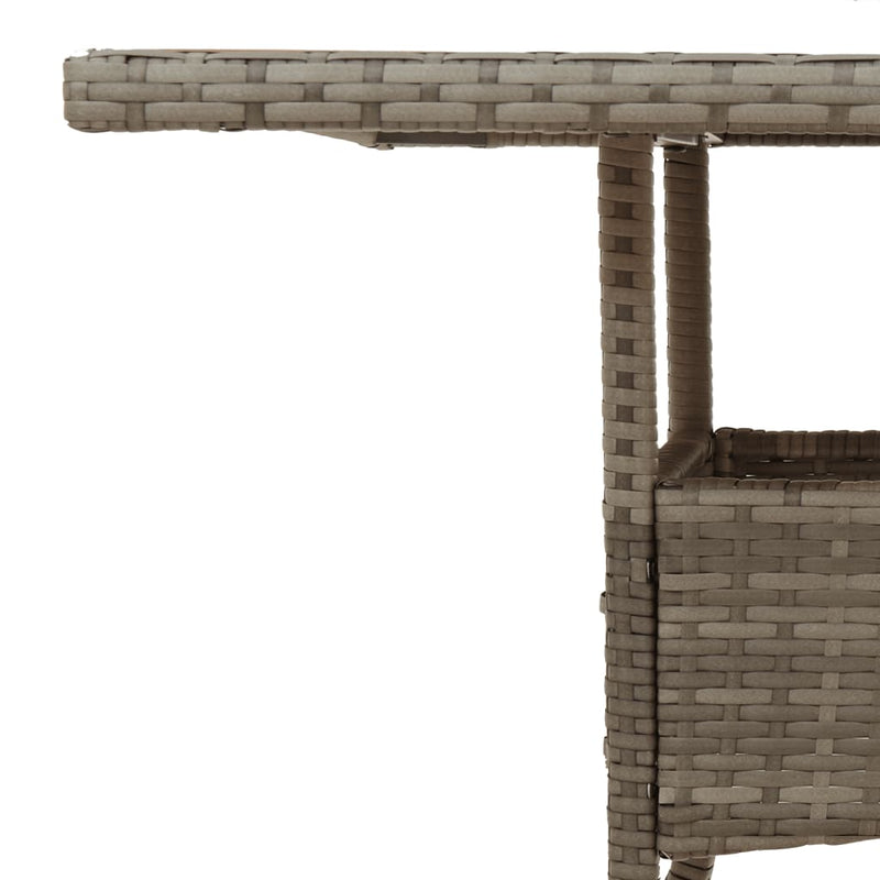 vidaXL szürke polyrattan üveglapos kerti asztal 80 x 80 x 75 cm