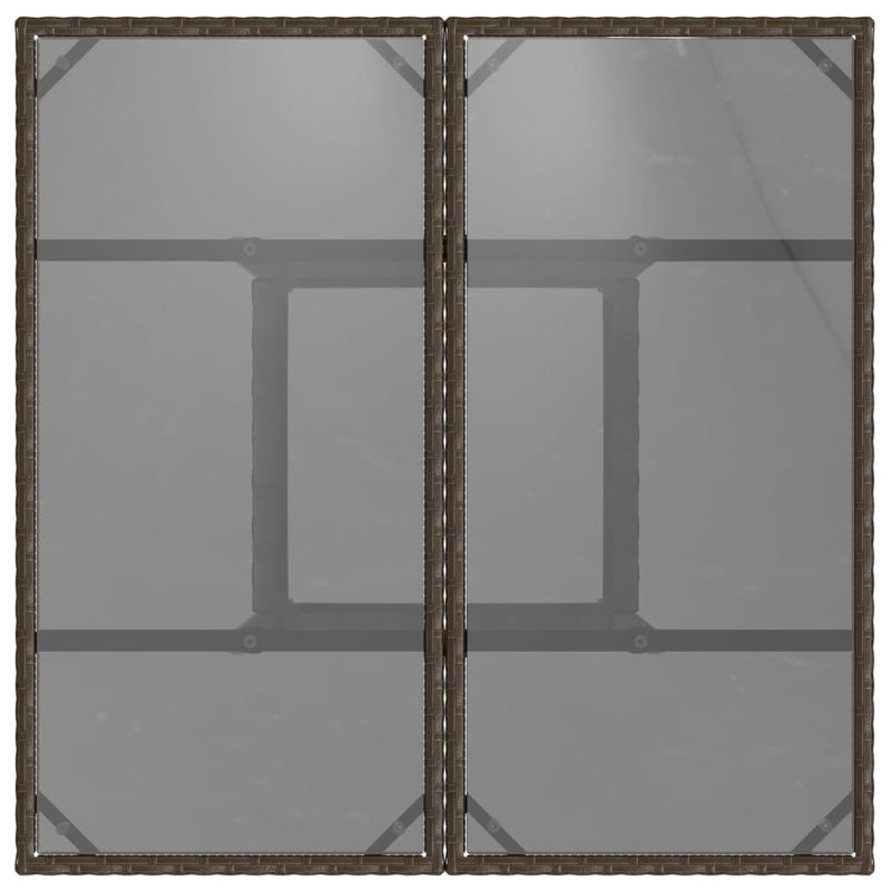 vidaXL barna polyrattan üveglapos kerti asztal 80 x 80 x 75 cm
