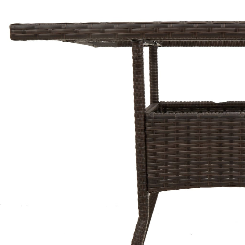 vidaXL barna polyrattan üveglapos kerti asztal 80 x 80 x 75 cm