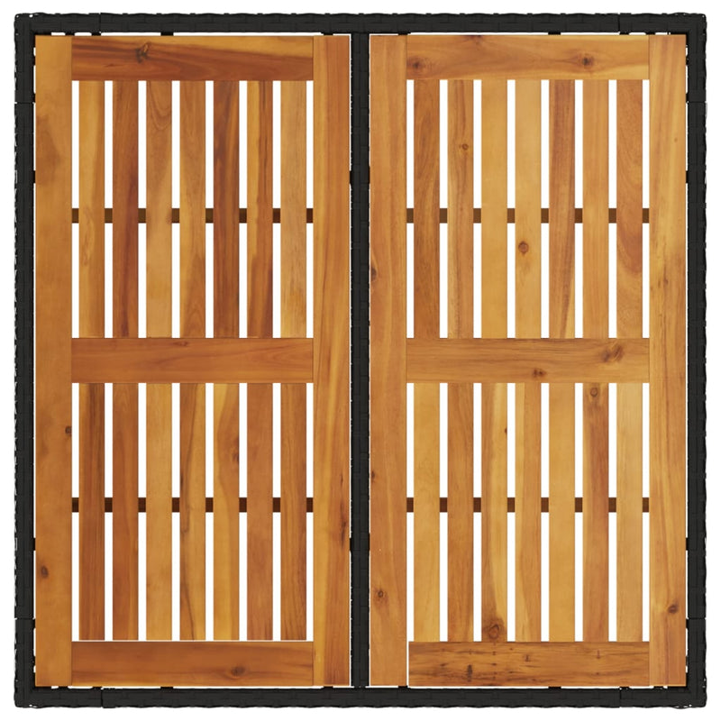 vidaXL fekete polyrattan kerti asztal akácfa lappal 90 x 90 x 75 cm