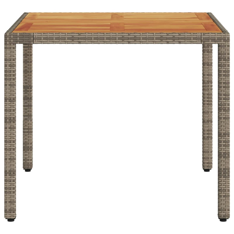 vidaXL szürke polyrattan kerti asztal akácfa lappal 90 x 90 x 75 cm