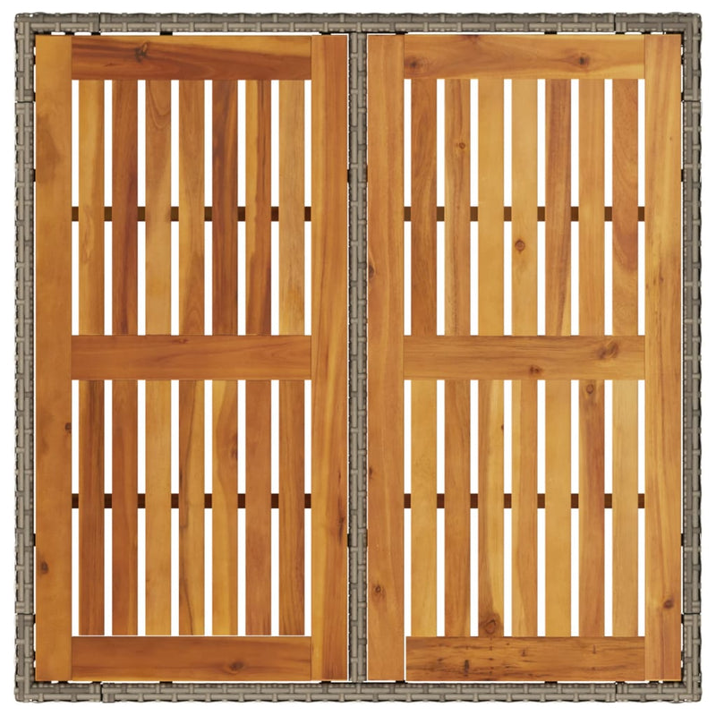 vidaXL szürke polyrattan kerti asztal akácfa lappal 90 x 90 x 75 cm