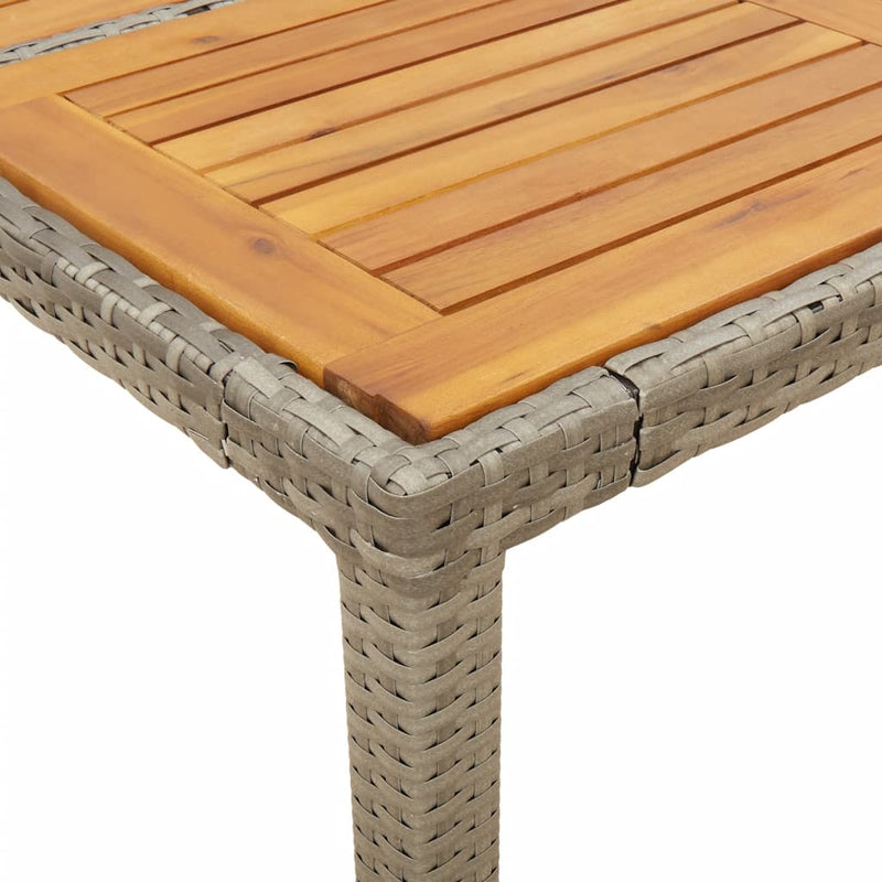vidaXL szürke polyrattan kerti asztal akácfa lappal 90 x 90 x 75 cm