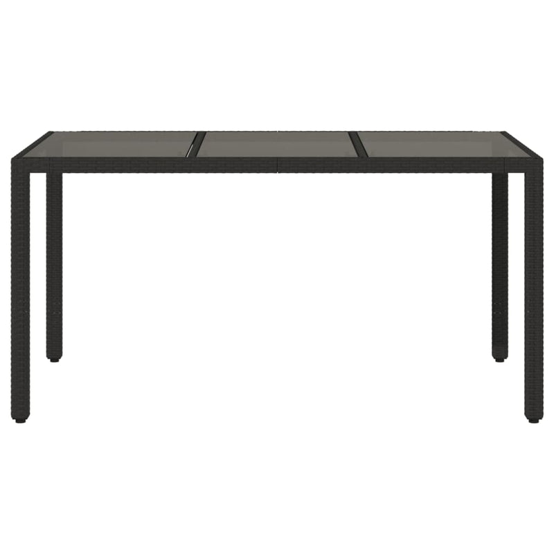 vidaXL fekete polyrattan üveglapos kerti asztal 150 x 90 x 75 cm