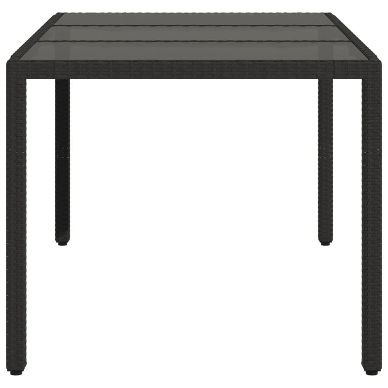 vidaXL fekete polyrattan üveglapos kerti asztal 150 x 90 x 75 cm