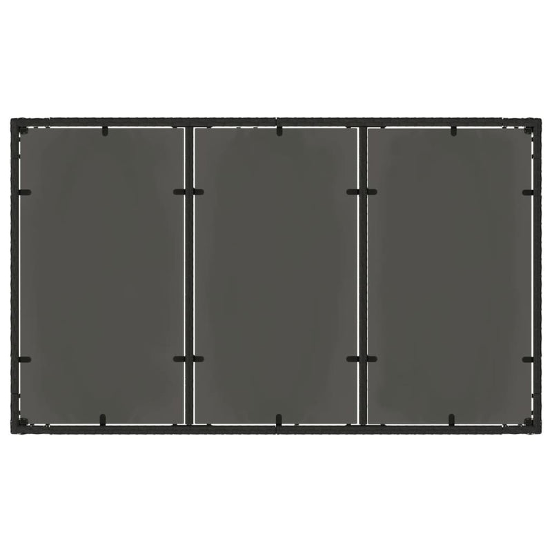 vidaXL fekete polyrattan üveglapos kerti asztal 150 x 90 x 75 cm