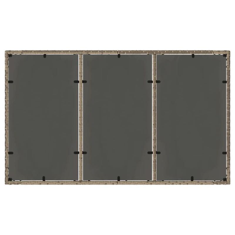 vidaXL szürke polyrattan üveglapos kerti asztal 150 x 90 x 75 cm