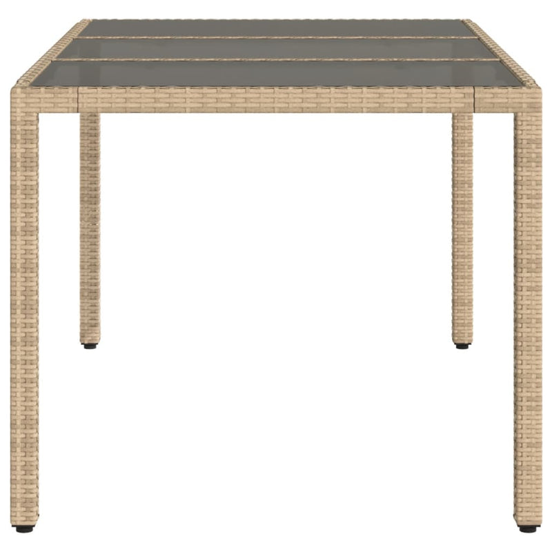 vidaXL bézs polyrattan üveglapos kerti asztal 150 x 90 x 75 cm