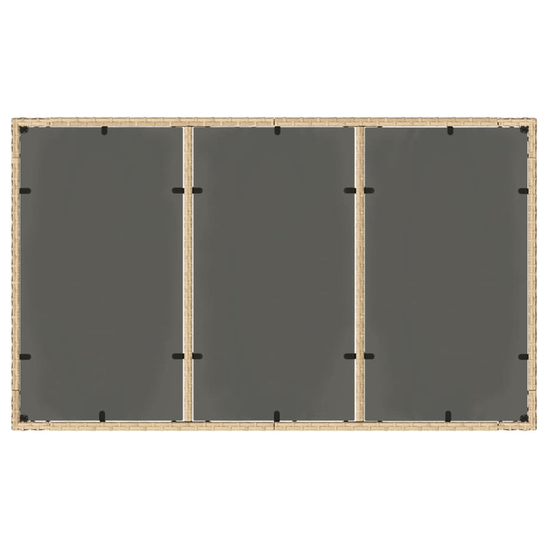 vidaXL bézs polyrattan üveglapos kerti asztal 150 x 90 x 75 cm
